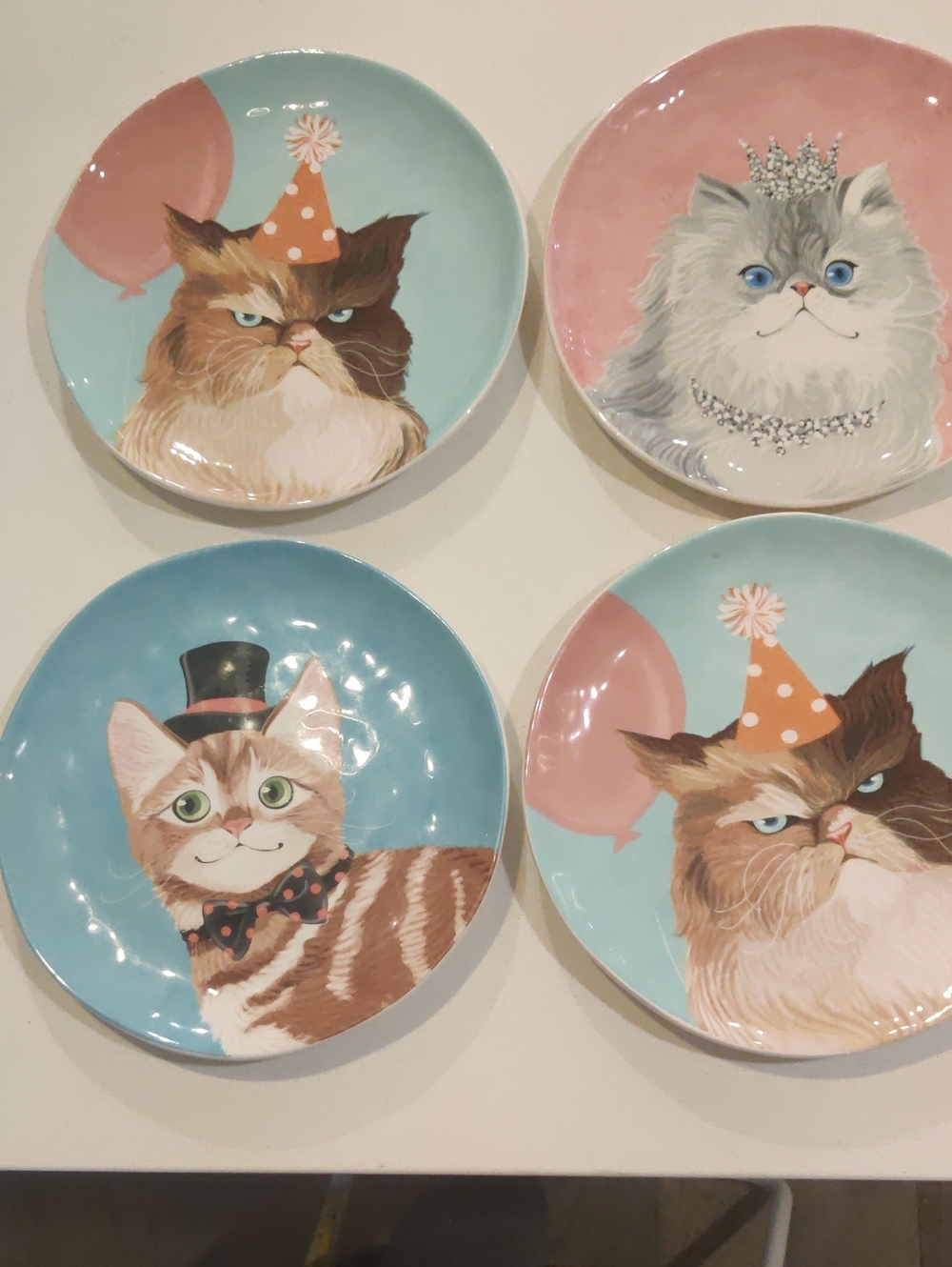 Four Pier 1 Imports Cat Plates Retired...New Flawless Condition